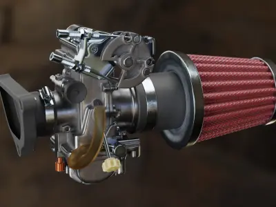 Carburetor engine with filter 3D model