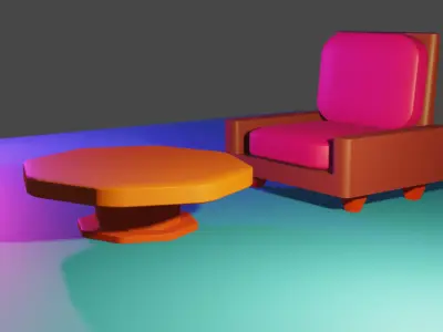 Free low poly single sofa or couch and a table  Free low-poly 3D model