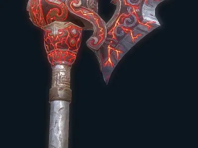 FireAxe 3D LowPoly Game Model Weapon Free low-poly 3D model