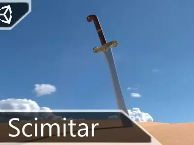 Scimitar sword with long handle Low-poly 3D model