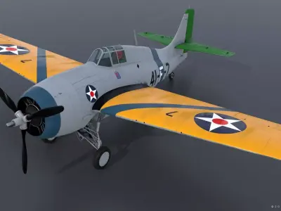 F4F-3 WILDCAT VF41 - 41F7 Low-poly 3D model