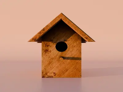 Low Poly Wooden Birdhouse Game Ready Stylized Prop PBR Textured Low-poly 3D model