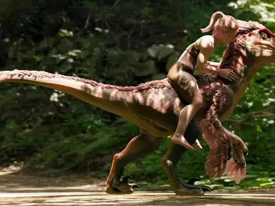 Feathered Raptor Rigged Blender Free 3D model