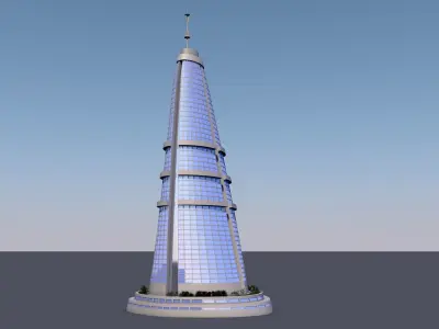 Skyscraper building in shape of teardrop 3D model
