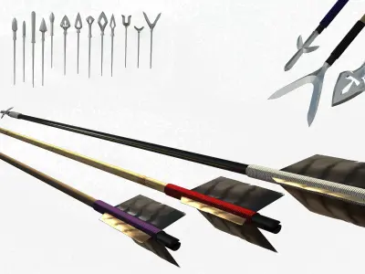 japanese arrow set 3D Low-poly 3D model