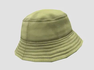 Bucket hat - khaki Low-poly 3D model