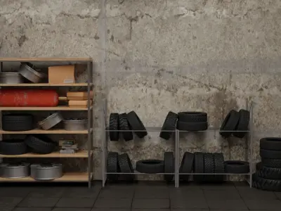 THE GARAGE AND CAR Free low-poly 3D model