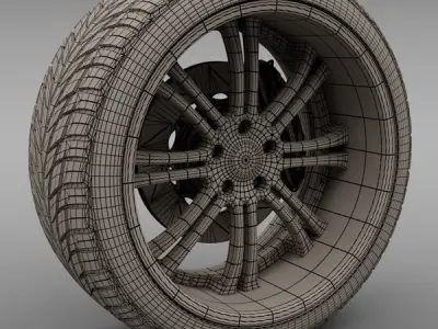 Savini Forged SV-27S Wheel and Tire 3D model