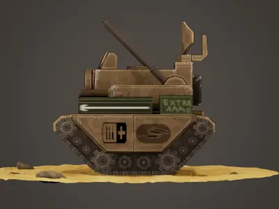 stylized anti-aircraft vehicle Low-poly 3D model