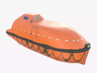 Life boat with interior V2 3D model