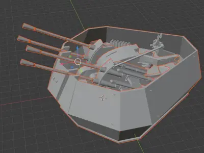 Flak Panzer IV Turret for Henglong or Taigen Scale 1 16 3D print model