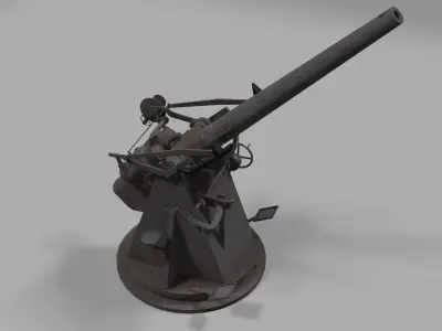  QF 3 naval 3 inch gun low poly Low-poly 3D model