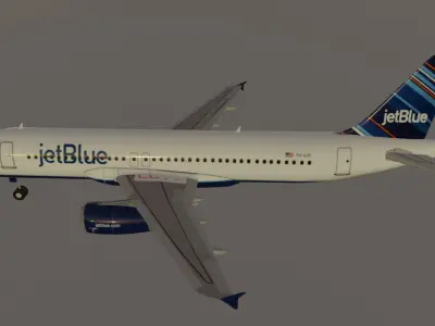 Jetblue airbus a320-232 low poly 3D Model  Low-poly 3D model
