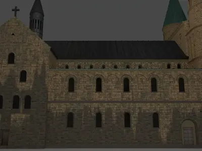 German church of Saint Cyriakus Low-poly 3D model