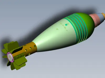 Mortar shell Artillery mine of 82 mm caliber Training model 3D model
