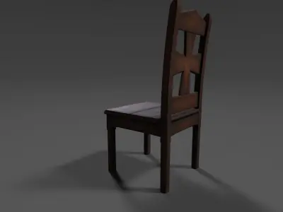 Old woodchair Free low-poly 3D model