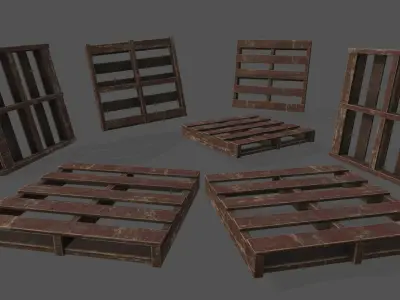 wood pallet Low-poly 3D model