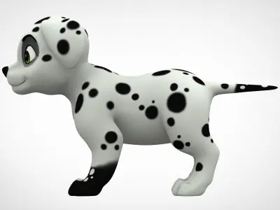 Dalmatian Puppy Low-poly 3D model