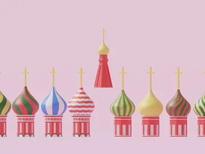 Moscow Kremlin Saint Basils Cathedral Roofs Low-poly 3D model