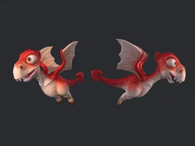 Red Dino Low-poly 3D model