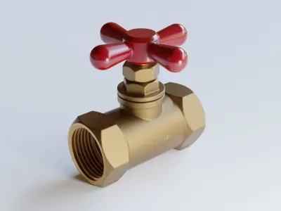 Valve brass with handle Low-poly 3D model