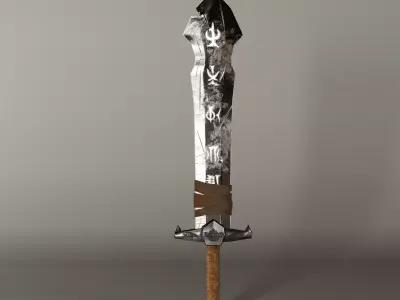 low-poly stylish sword VR-ready AR-ready mobile game asset Low-poly 3D model