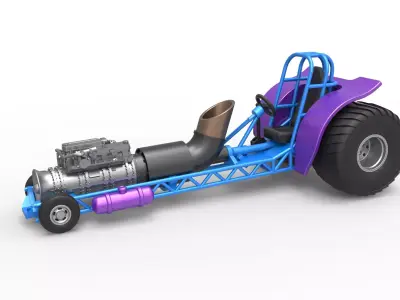 Mini Rod pulling tractor with jet engine Scale 1 to 25 3D print model