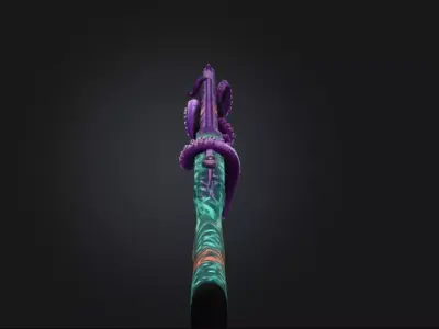 Krakens Reach Shotgun - Eldritch Tentacle Pump Action 3D Model Low-poly 3D model