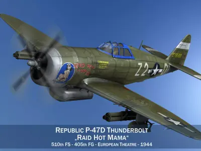 Republic P-47D Thunderbolt - Raid Hot Mama 3D model
