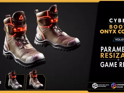 MODULAR CYBER BOOTS COMBAT V01 Low-poly 3D model
