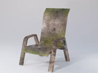 Weathered Outdoor Chair Low-poly 3D model