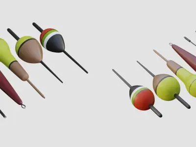 Fishing Floats Subdivision Ready for Film Low-poly 3D model