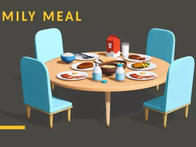 Family Meal Bundle Low-poly 3D model