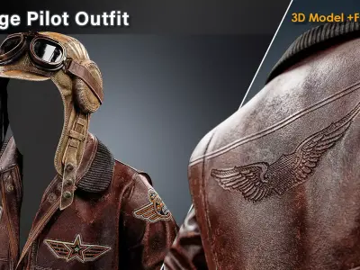 Vintage Pilot Outfit Low-poly 3D model
