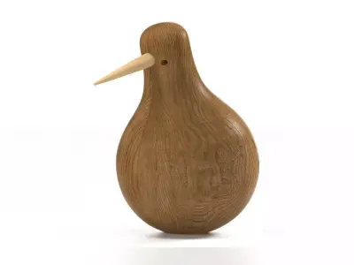 Re-turned wooden bird with long beak 3D model