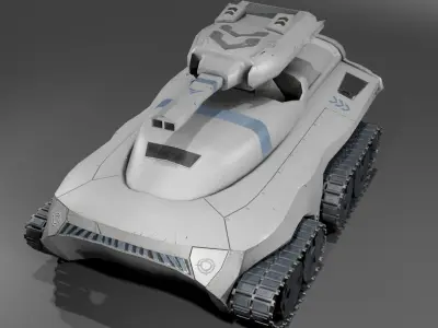 Futuristic Sci-fi Modern War Tank White Low-poly 3D model