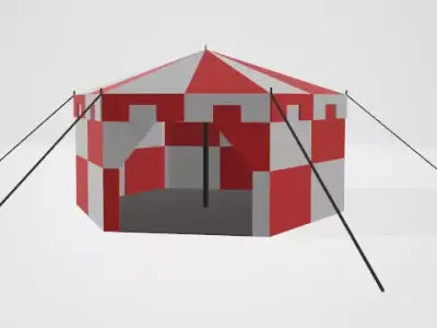 Medieval Tent in Red with interior space Low-poly 3D model