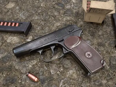 Pistol Makarov Low-poly 3D model