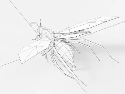 Yellow wasp 3d model  Low-poly 3D model