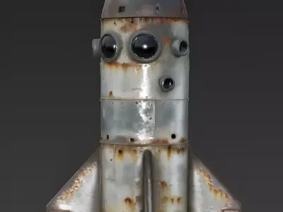 Realistic Rusty Rocket Ship 3D Model Low-poly 3D model