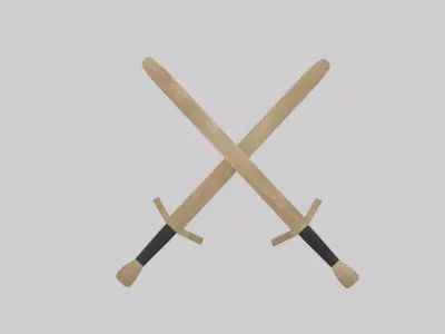 Wooden Training Swords With 3 Textures Low-poly 3D model
