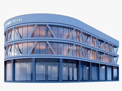 Commercial building mall Low-poly 3D model