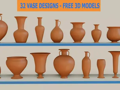Vase Designs Collection Free low-poly 3D model