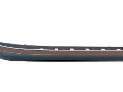 Traditional Long Boat Low-poly PBR Low-poly 3D model
