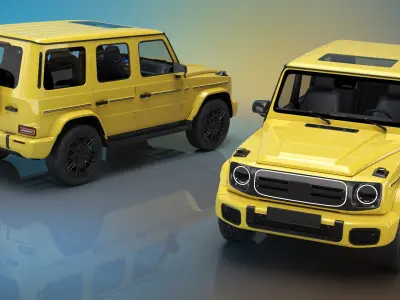 Yellow Luxury Electric Off Road SUV Simplified 3D model