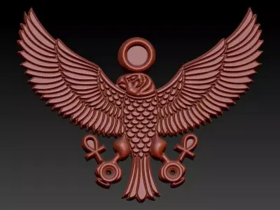 Falcon of Tutankhamun holding the Ankh Cross Pendant Necklace 3D print model