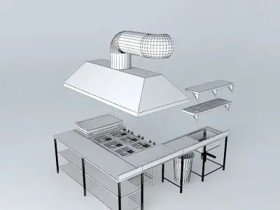 Kit233 Bench Coifa and Stove Stainless by Alex Marques Free 3D model