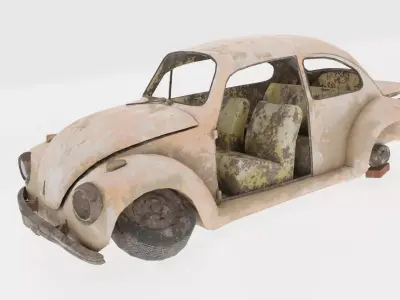  VW Beetle wreck Free 3D model