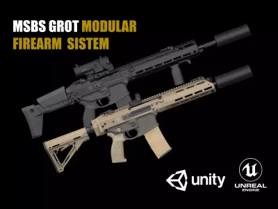 MSBS GROT Modular Assault Rifle  Low-poly 3D model