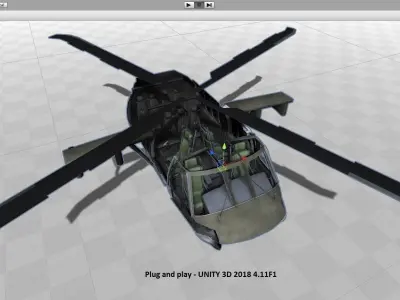UH-60 Blackhawk Helicopter Cockpit Low-poly 3D model